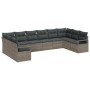 Set de Sofá de Jardín de 10 Piezas con Cojines Ratán Gris, Sofá de Jardín de 2 Plazas con Almacenamiento y Cojines Ratán Gris...