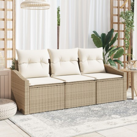 Set de Comedor de Jardín de 3 Piezas con Cojines Beige de Polirratán | Foro24.es | Tu tienda online para hogar, jardín y más Foro24.es