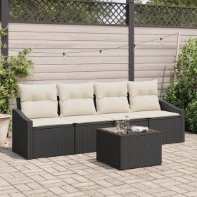 Conjunto de Comedor de Jardín de 5 Piezas con Cojines Negro Ratán Sintético by , Outdoor sofas - Ref: Foro24-3355256, Price: ...