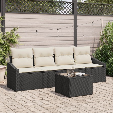 Conjunto de Comedor de Jardín de 5 Piezas con Cojines Negro Ratán Sintético | Foro24.es | Tu tienda online para hogar, jardín y más Foro24.es