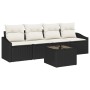 Conjunto de Comedor de Jardín de 5 Piezas con Cojines Negro Ratán Sintético | Foro24.es | Tu tienda online para hogar, jardín y más Foro24.es