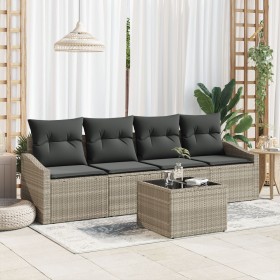 Juego de Comedor de Jardín de 5 Piezas con Cojines Gris Claro Poliratán de , Sofás de exterior - Ref: Foro24-3355261, Precio:...