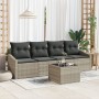 Juego de Comedor de Jardín de 5 Piezas con Cojines Gris Claro Poliratán de , Sofás de exterior - Ref: Foro24-3355261, Precio:...