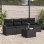 Set de Comedor de Jardín de 5 Piezas con Cojines Ratán Poli Negro by , Outdoor sofas - Ref: Foro24-3355262, Price: 349,36 €, ...