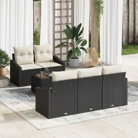 Juego de Sofá de Jardín de 6 Piezas con Cojines Negro Poliratán by , Outdoor sofas - Ref: Foro24-3355266, Price: 456,00 €, Di...