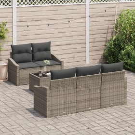 Juego de Sofá de Jardín de 6 Piezas con Cojines Gris de Poliratán by , Outdoor sofas - Ref: Foro24-3355268, Price: 476,32 €, ...