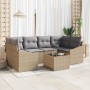 Conjunto de Comedor de Jardín de 7 Piezas con Cojines Beige de Poliratán | Foro24.es | Tu tienda online para hogar, jardín y más Foro24.es