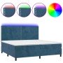 Cama box spring colchón y LED terciopelo azul oscuro 200x200 cm en Camas y somieres | Comprar online en Foro24