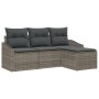 Juego de Sofá de Jardín de 4 Piezas con Cojines de Ratán Sintético Gris von , Outdoor-Sofas - Ref: Foro24-3355338, Preis: 290...