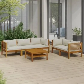 Gartenmöbel 6 Stück cremefarbene Kissen aus massivem Akazienholz von vidaXL, Gartensets - Ref: Foro24-3086935, Preis: 831,91 ...