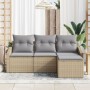 Juego de Sofá de Jardín de 4 Piezas con Cojines Beige Polímero de Rattan by , Outdoor sofas - Ref: Foro24-3355339, Price: 304...