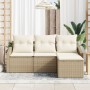 Set de Sofá de Jardín de 4 Piezas con Cojines Beige Ratán Poliéster | Foro24.es | Tu tienda online para hogar, jardín y más Foro24.es