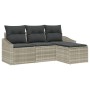 Juego de Sofá de Jardín de 4 piezas con Cojines Gris Claro Poliratán by , Outdoor sofas - Ref: Foro24-3355341, Price: 295,19 ...