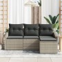 Juego de Sofá de Jardín de 4 piezas con Cojines Gris Claro Poliratán by , Outdoor sofas - Ref: Foro24-3355341, Price: 295,19 ...