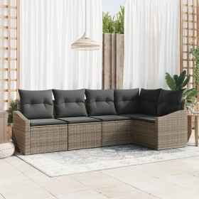 Juego de Comedor de Jardín de 5 Piezas con Cojines Gris Ratán Sintético by , Outdoor sofas - Ref: Foro24-3355388, Price: 364,...