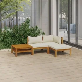 4-piece garden furniture set with solid acacia cream cushion by vidaXL, Garden sets - Ref: Foro24-3086925, Price: 432,91 €, D...