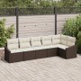 Set de Comedor de Jardín de 6 piezas con Cojines Ratán Poliéster Marrón | Foro24.es | Tu tienda online para hogar, jardín y más Foro24.es