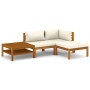 4-teiliges Gartenmöbel-Set mit massivem Akaziencreme-Kissen von vidaXL, Gartensets - Ref: Foro24-3086925, Preis: 427,31 €, Ra...