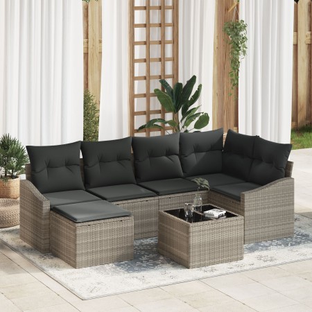 Conjunto de Comedor de Jardín de 7 Piezas con Cojines de Ratán Gris von , Outdoor-Sofas - Ref: Foro24-3355471, Preis: 493,58 ...