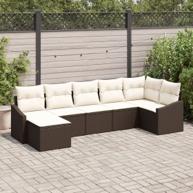 Conjunto de Comedor de Jardín de 7 Piezas con Cojines Marrón Ratán Polimérico by , Outdoor sofas - Ref: Foro24-3355477, Price...
