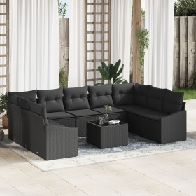 Juego de Comedor de Jardín de 10 Piezas con Cojines de Ratán Poliéster Beige von , Outdoor-Sofas - Ref: Foro24-3355562, Preis...