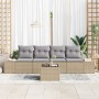 Juego de Sofás de Jardín de 5 Piezas con Cojines Beige Poliratán by , Outdoor sofas - Ref: Foro24-3355599, Price: 383,72 €, D...