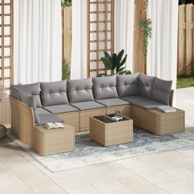 Juego de Sofás de Jardín de 8 Piezas con Cojines Beige en Ratán Sintético by , Outdoor sofas - Ref: Foro24-3355649, Price: 57...