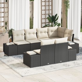 Set de Sofás de Jardín de 7 Piezas con Cojines Negro Poliratán by , Outdoor sofas - Ref: Foro24-3355766, Price: 580,20 €, Dis...