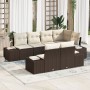 Conjunto de sofá de jardín de 7 piezas con almohadas Ratán Poliéster Marrón | Foro24.es | Tu tienda online para hogar, jardín y más Foro24.es