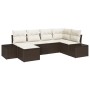 Set de Sofá de Jardín de 6 Piezas con Cojines Marrón de Polirratán by , Outdoor sofas - Ref: Foro24-3355797, Price: 451,86 €,...