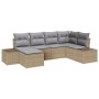Juego de Sofá de Jardín de 6 Piezas con Cojines Beige Ratán PE by , Outdoor sofas - Ref: Foro24-3355799, Price: 466,87 €, Dis...