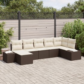 Juego de Sofá de Jardín de 7 Piezas con Cojines de Ratán Poliéster Marrón by , Outdoor sofas - Ref: Foro24-3355817, Price: 48...