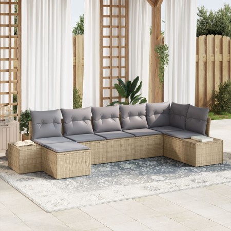 Set de Sofá de Jardín de 7 Piezas con Cojines Beige Ratán Poliéster von , Outdoor-Sofas - Ref: Foro24-3355819, Preis: 507,46 ...