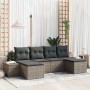 Juego de Sofá de Jardín de 6 Piezas con Cojines Poli Ratán Gris de , Sofás de exterior - Ref: Foro24-3355838, Precio: 424,08 €