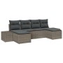 Juego de Sofá de Jardín de 6 Piezas con Cojines Poli Ratán Gris de , Sofás de exterior - Ref: Foro24-3355838, Precio: 424,08 €