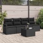 Conjunto de sofá de jardín 5 pcs Negro 55 x 55 x 37 cm