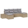 Juego de Sofás de Jardín de 6 Piezas con Cojines Beige Rattan Poliéster by , Outdoor sofas - Ref: Foro24-3355839, Price: 441,...
