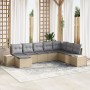 Juego de Sofá de Jardín de 8 Piezas con Cojines Beige Ratán Poliéster by , Outdoor sofas - Ref: Foro24-3355849, Price: 562,42...