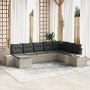 Conjunto de Sofás de Jardín de 8 Piezas con Cojines Gris Claro de Poliratán | Foro24.es | Tu tienda online para hogar, jardín y más Foro24.es