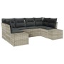 Conjunto de Sofás de Jardín de 6 Piezas con Cojines Gris Claro de Ratán Sintético by , Outdoor sofas - Ref: Foro24-3355871, P...