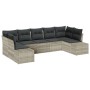 Juego de Sofá de Jardín de 7 Piezas con Cojines Gris Claro de Ratán Poliéster by , Outdoor sofas - Ref: Foro24-3355881, Price...