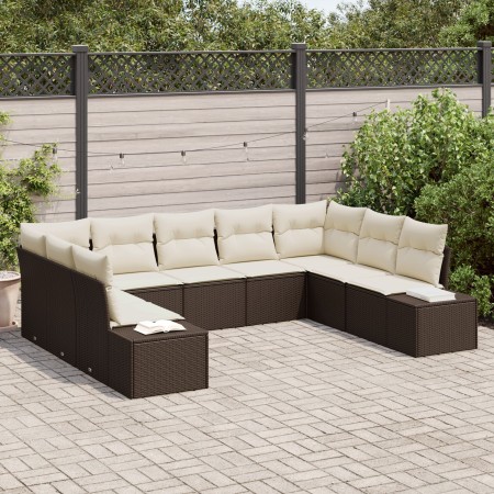 Juego de sofá de jardín de 9 piezas con almohadas Ratán polímero marrón | Foro24.es | Tu tienda online para hogar, jardín y más Foro24.es
