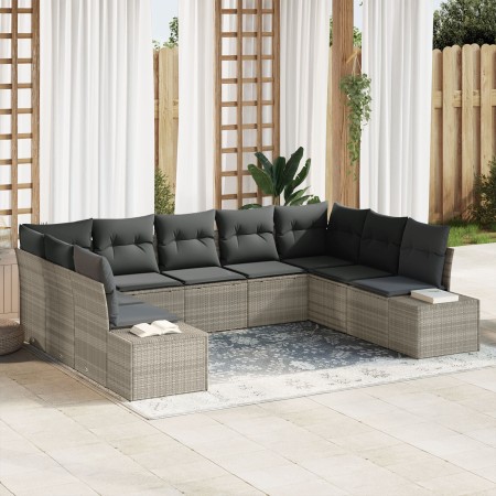 Juego de Sofá de Jardín de 9 Piezas con Cojines de Ratán Polimérico Gris Claro | Foro24.es | Tu tienda online para hogar, jardín y más Foro24.es