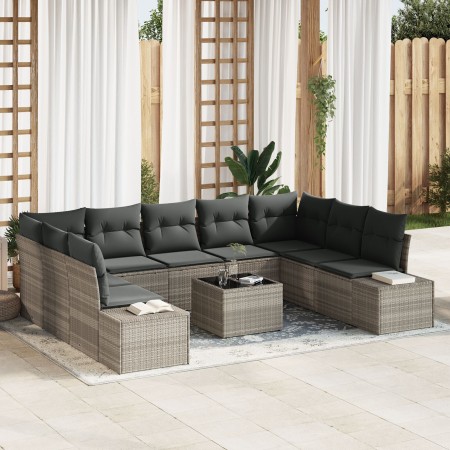 Conjunto de Sofás de Jardín de 10 Piezas con Cojines de Ratán Gris | Foro24.es | Tu tienda online para hogar, jardín y más Foro24.es