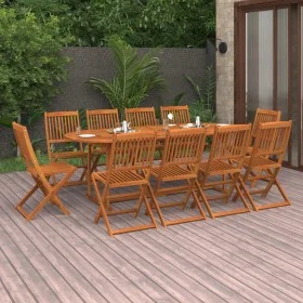 Garden dining set 11 pieces solid acacia wood by vidaXL, Garden sets - Ref: Foro24-3086977, Price: 656,23 €, Discount: %
