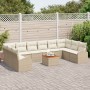 Conjunto de Sofás de Jardín de 11 Piezas con Cojines Beige, Sofá de Jardín de 2 Asientos con Almacenamiento y Cojines Beige d...
