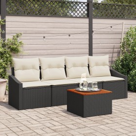 Juego de Sofá de Jardín de 5 Piezas con Cojines Negros de Ratán y Poliéster by , Outdoor sofas - Ref: Foro24-3356430, Price: ...