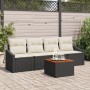 Juego de Sofá de Jardín de 5 Piezas con Cojines Negros de Ratán y Poliéster by , Outdoor sofas - Ref: Foro24-3356430, Price: ...