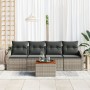 Juego de Sofá de Jardín de 5 Piezas con Cojines Gris Poliratán Acacia by , Outdoor sofas - Ref: Foro24-3356431, Price: 333,61...