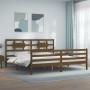 Honey brown solid wood bed frame and headboard 200x200 cm by vidaXL, Beds and slatted bases - Ref: Foro24-3194464, Price: 176...